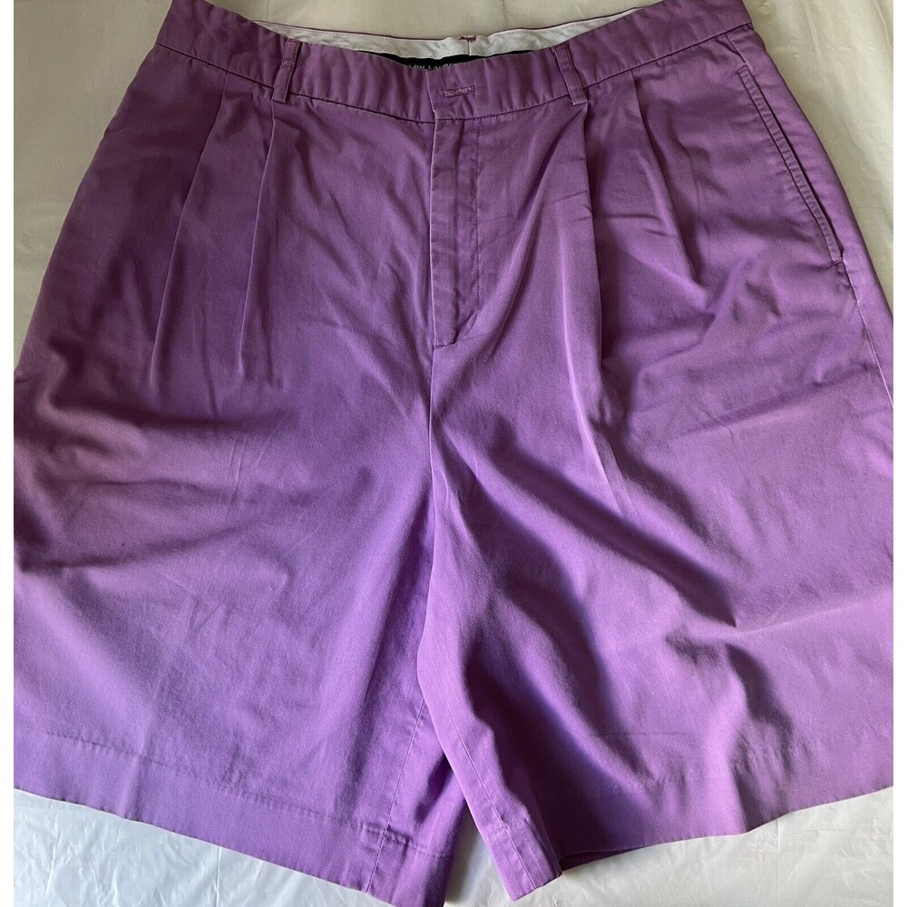 Ralph Lauren Golf Shorts Cotton 12, Lilac Logo womens preppy pleated pockets
